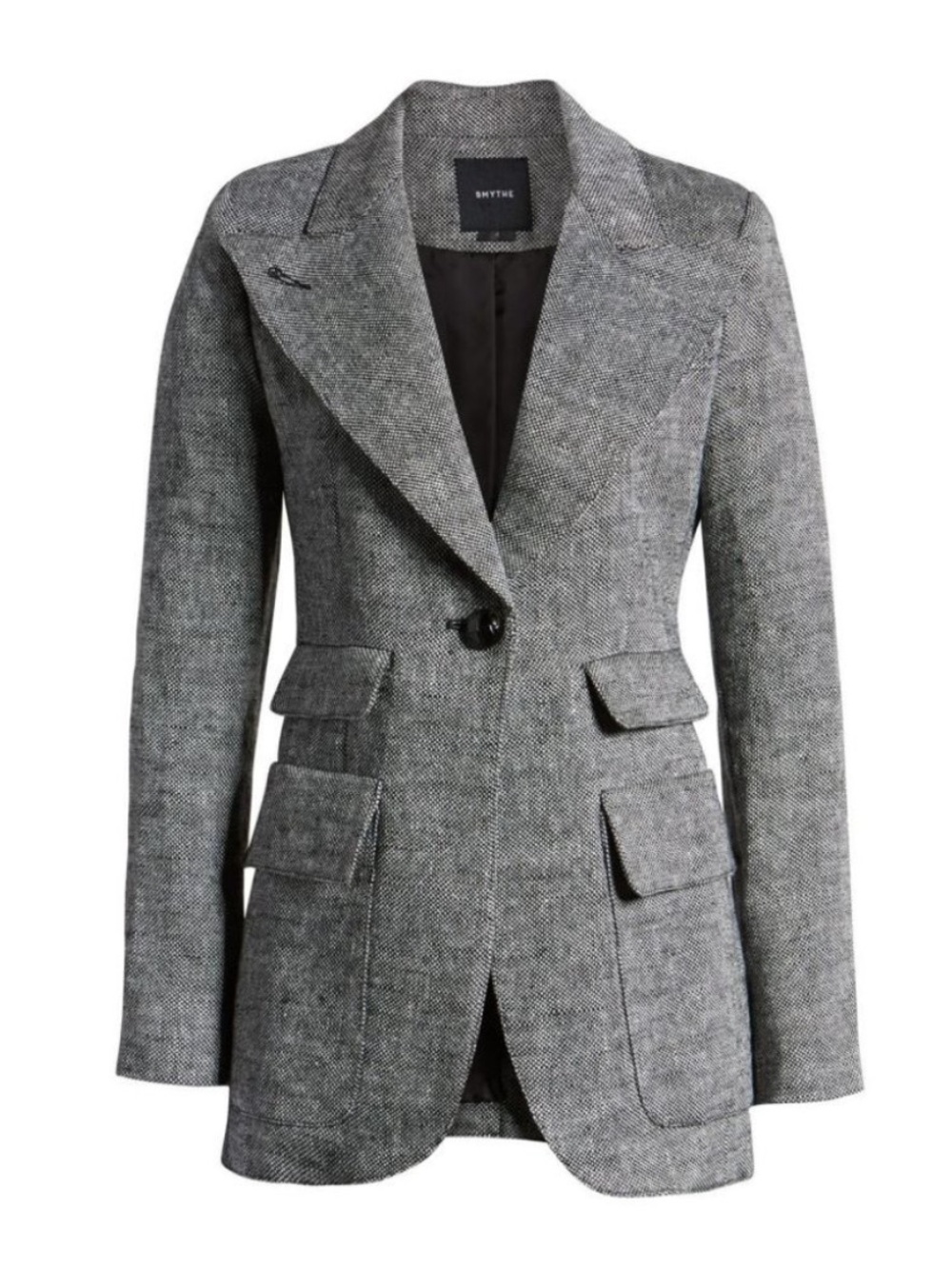 SMYTHE Birkin Tweed Blazer Linen One Button Size 2
